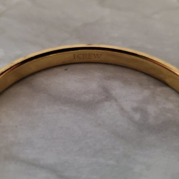 💛 Vintage Y2k 00s 2000's J.CreYellow Cream Blue Enamel Bangle Bracelet 💛 - Picture 7 of 8